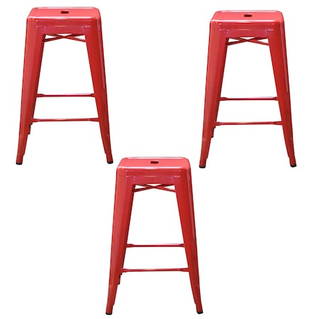 Loft Red 24 Metal Bar Stool, PK3